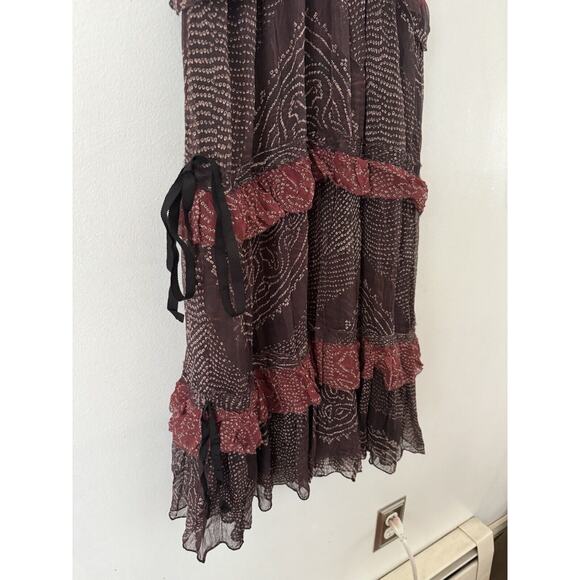 Ulla Johnson Agathe Ruffled Tiered Silk Strappy Knee Length Dress Size 8 - Picture 4 of 8